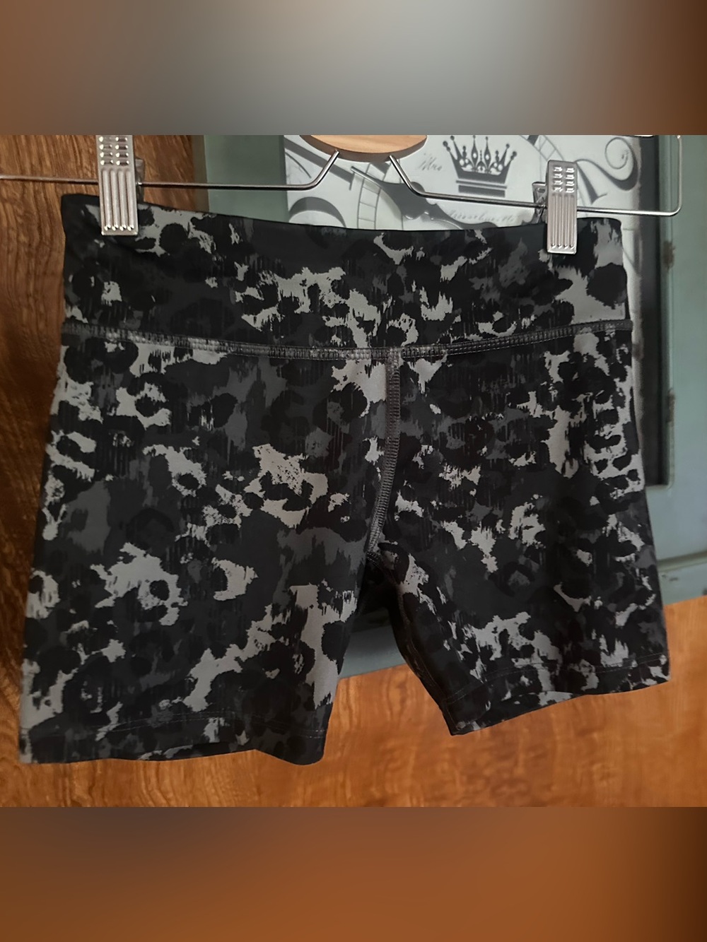 Old Navy Black and Gray Printed Bike Shorts
